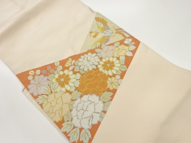 綴れ花々・鳥模様織出し名古屋帯